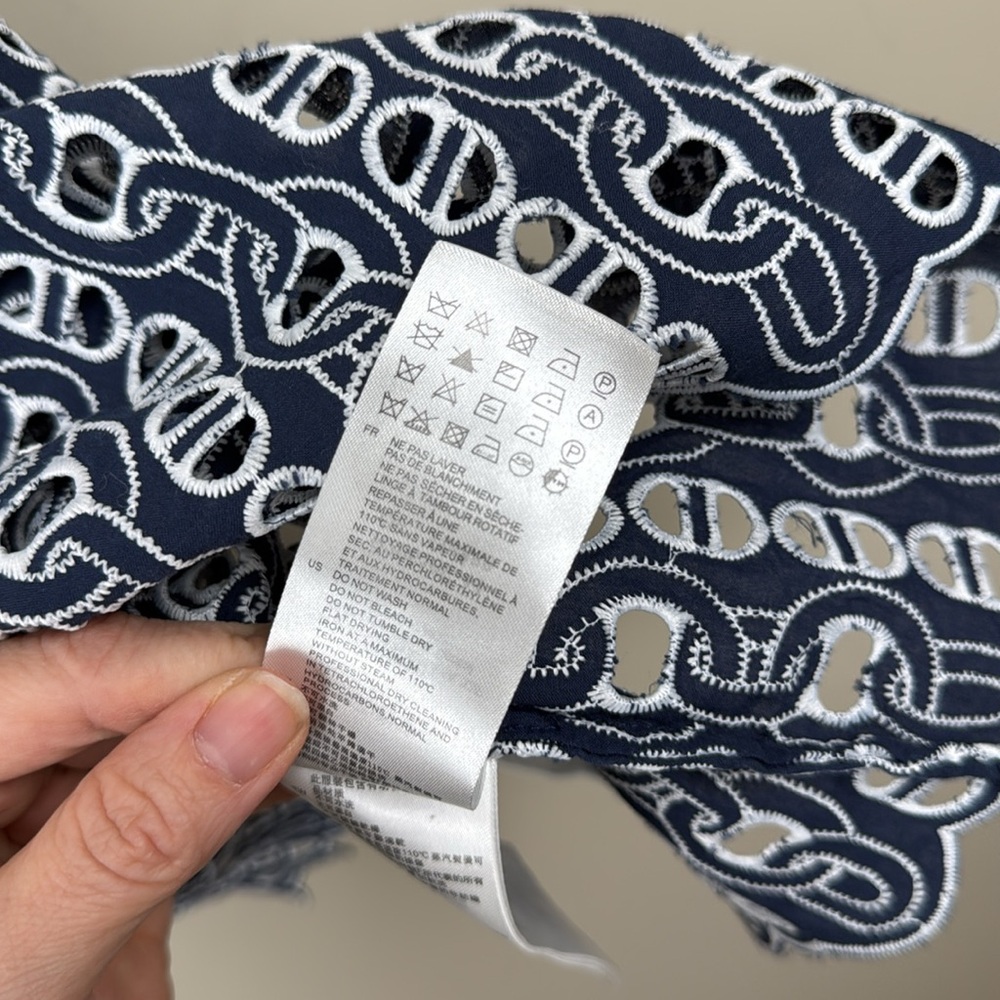 Sandro Navy and White Lace-Pattern Sleeveless Top - Picture 9 of 12